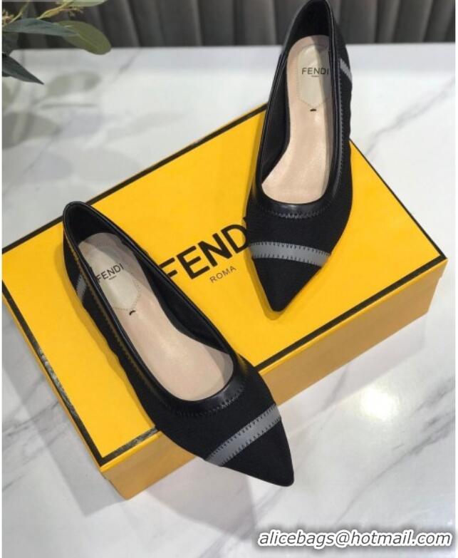 Best Product Fendi Colibri Fabric Flat Ballerinas Black 122141