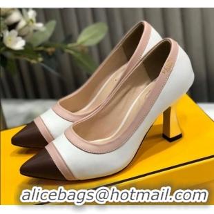 Top Design Fendi Colibri Calfskin Pumps 9.5cm White 122143