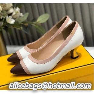 Top Grade Fendi Colibri Calfskin Pumps 5.5cm White 122144