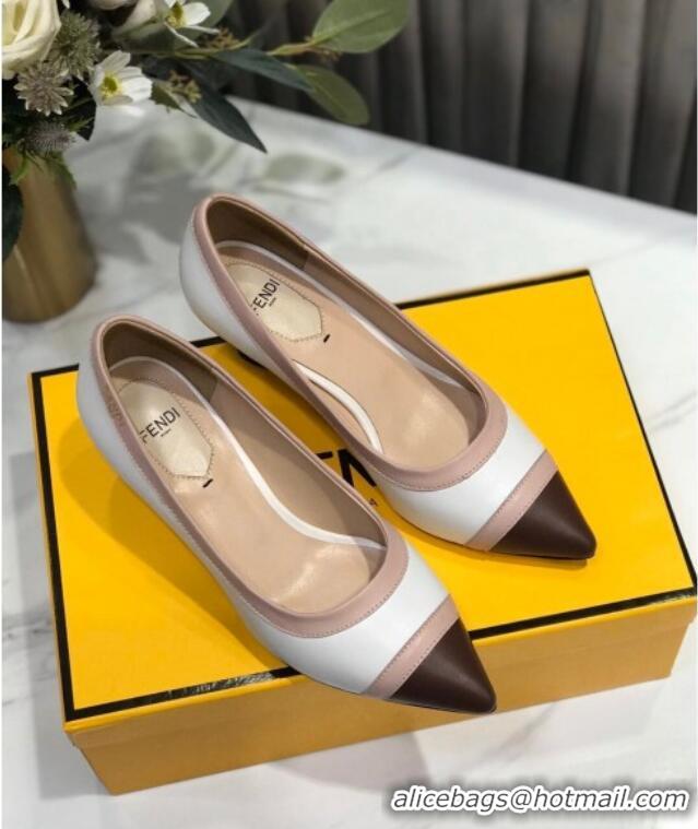 Top Grade Fendi Colibri Calfskin Pumps 5.5cm White 122144