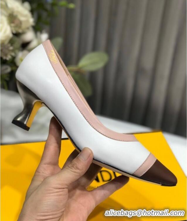 Top Grade Fendi Colibri Calfskin Pumps 5.5cm White 122144