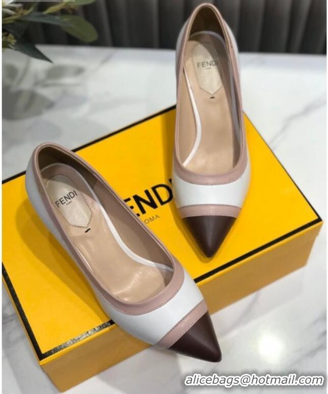 Top Grade Fendi Colibri Calfskin Pumps 5.5cm White 122144