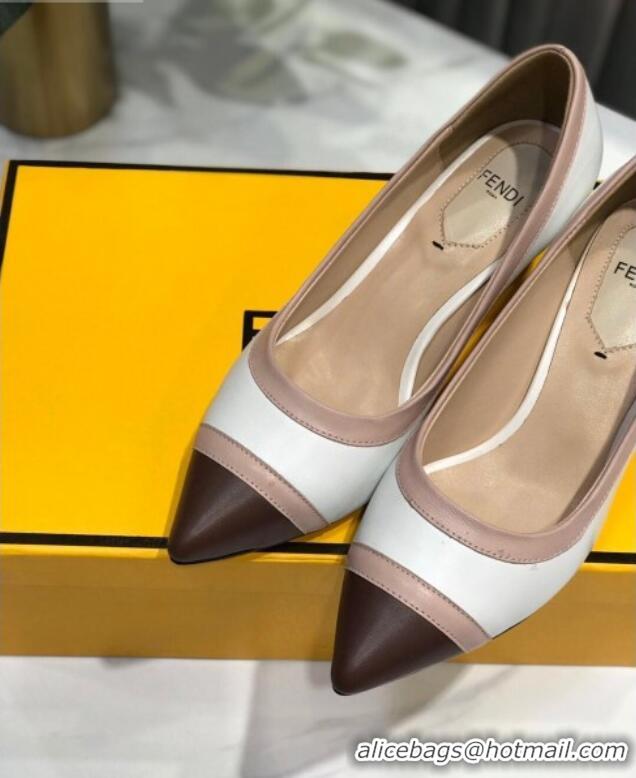 Top Grade Fendi Colibri Calfskin Pumps 5.5cm White 122144