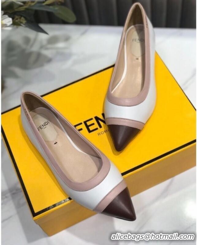 Stylish Fendi Colibri Calfskin Flat Ballerinas White 122145