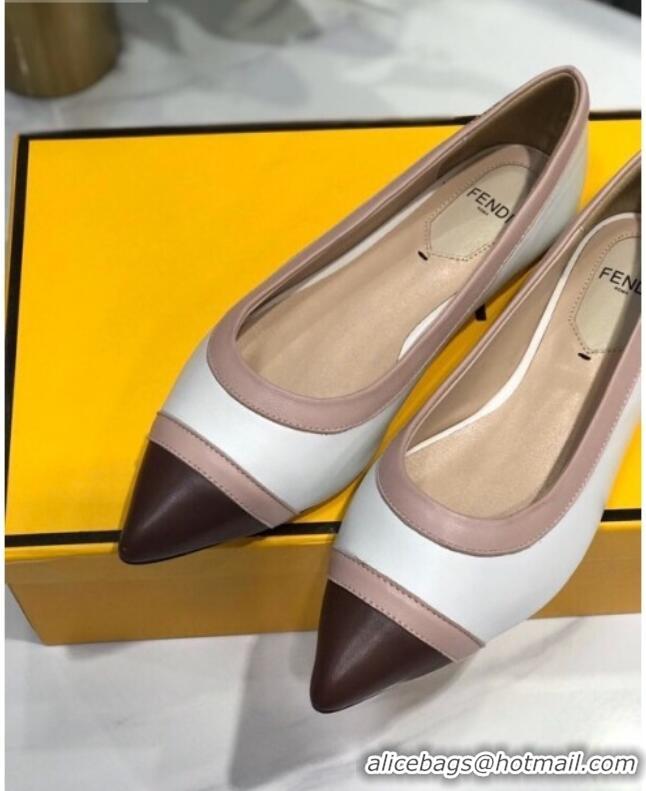 Stylish Fendi Colibri Calfskin Flat Ballerinas White 122145