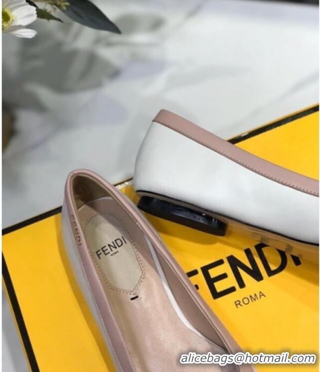 Stylish Fendi Colibri Calfskin Flat Ballerinas White 122145