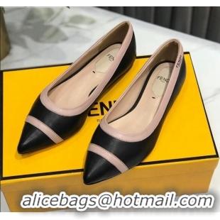 Best Grade Fendi Colibri Calfskin Flat Ballerinas Black 122148