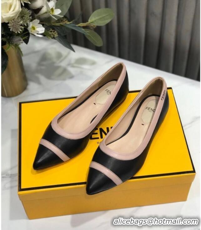 Best Grade Fendi Colibri Calfskin Flat Ballerinas Black 122148