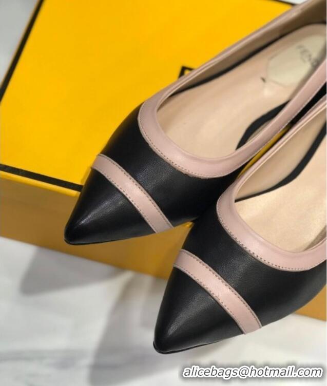 Best Grade Fendi Colibri Calfskin Flat Ballerinas Black 122148