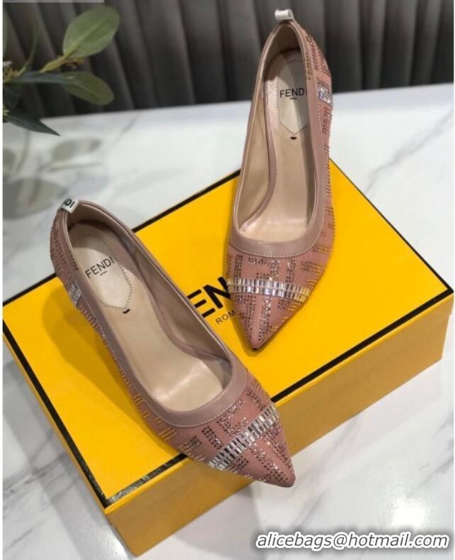 Best Price Fendi Colibri Crystal Fabric Pumps 8.5cm Pink 122149