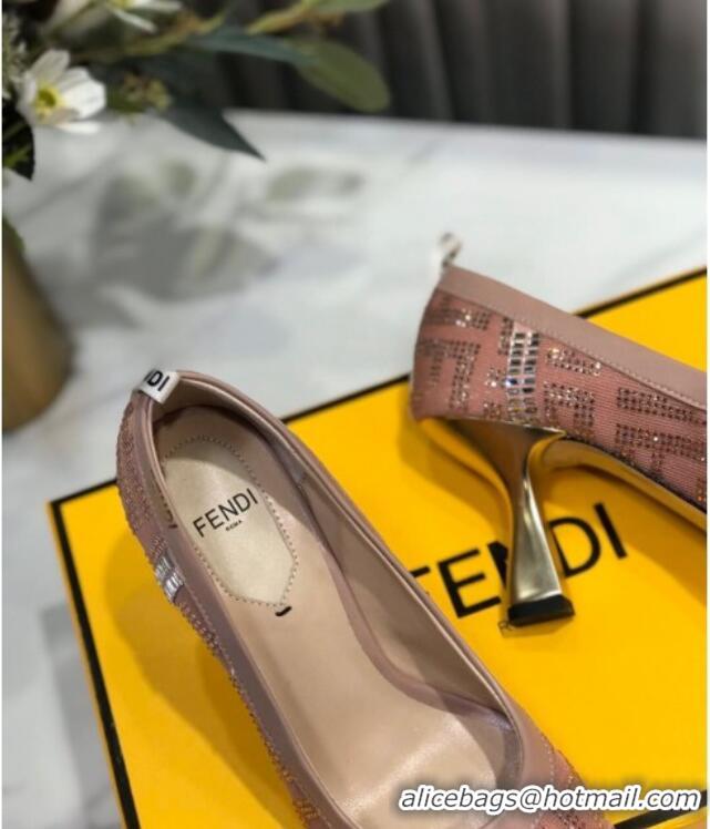 Best Price Fendi Colibri Crystal Fabric Pumps 8.5cm Pink 122149