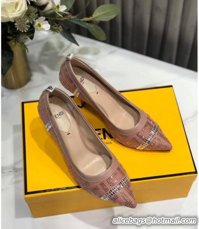 Best Price Fendi Colibri Crystal Fabric Pumps 8.5cm Pink 122149