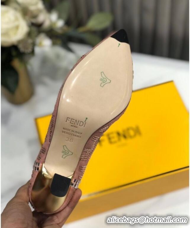 Best Price Fendi Colibri Crystal Fabric Pumps 8.5cm Pink 122149