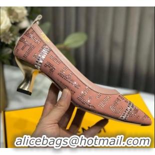 Lower Price Fendi Colibri Crystal Fabric Pumps 5.5cm Pink 122150