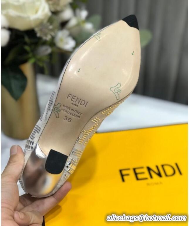 Purchase Fendi Colibri Crystal Fabric Pumps 8.5cm White 122152