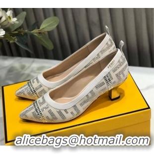 Discounts Fendi Colibri Crystal Fabric Pumps 5.5cm White 122153