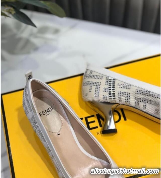 Discounts Fendi Colibri Crystal Fabric Pumps 5.5cm White 122153