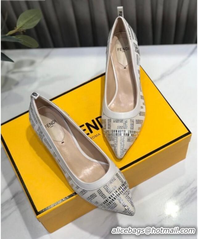 Discounts Fendi Colibri Crystal Fabric Pumps 5.5cm White 122153