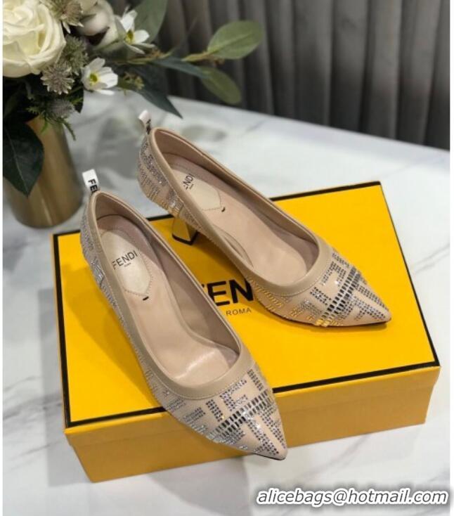 Cheap Price Fendi Colibri Crystal Fabric Pumps 8.5cm Nude 122155