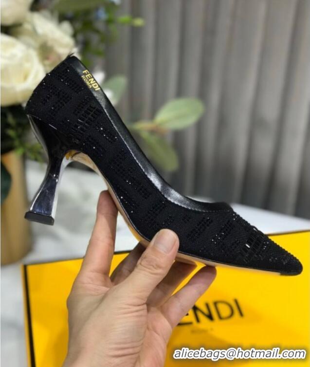 Good Product Fendi Colibri Crystal Fabric Pumps 8.5cm Black 122158