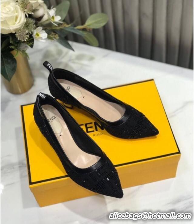 Top Quality Fendi Colibri Crystal Fabric Pumps 5.5cm Black 122159