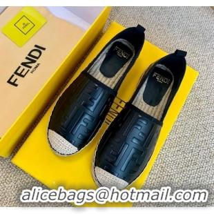 Top Quality Fendi Giant FF Leather Espadrilles Black 122228