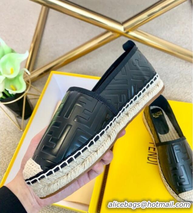 Top Quality Fendi Giant FF Leather Espadrilles Black 122228