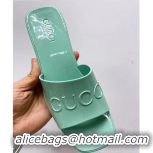 Good Product Gucci TPU Slide Sandal With 5.5cm Heel 101963 Green 2021