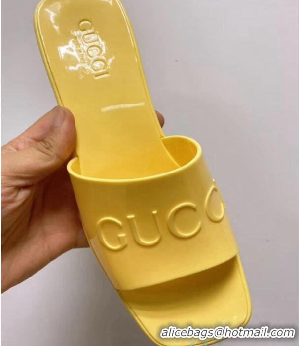 New Design Gucci TPU Slide Sandal With 5.5cm Heel 101963 Yellow 2021