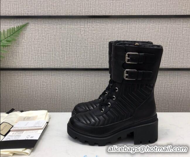 Top Quality Gucci Calfskin Short Boot with Interlocking G 628855 Black