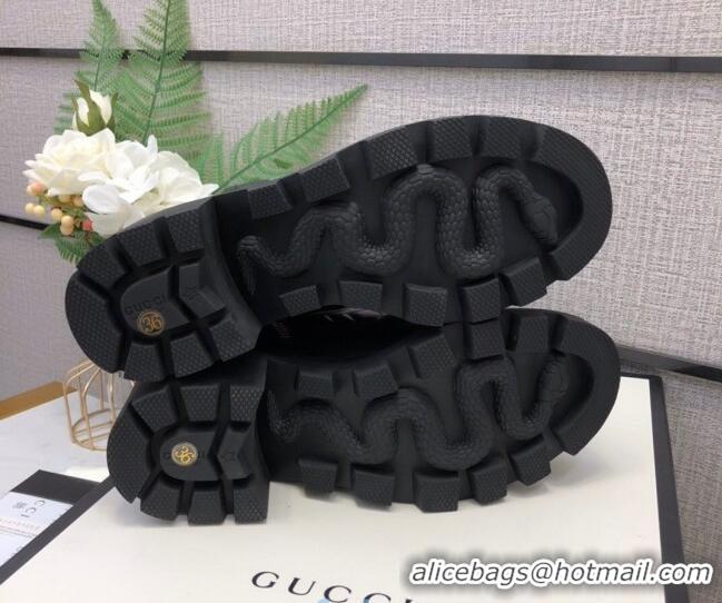 Top Quality Gucci Calfskin Short Boot with Interlocking G 628855 Black