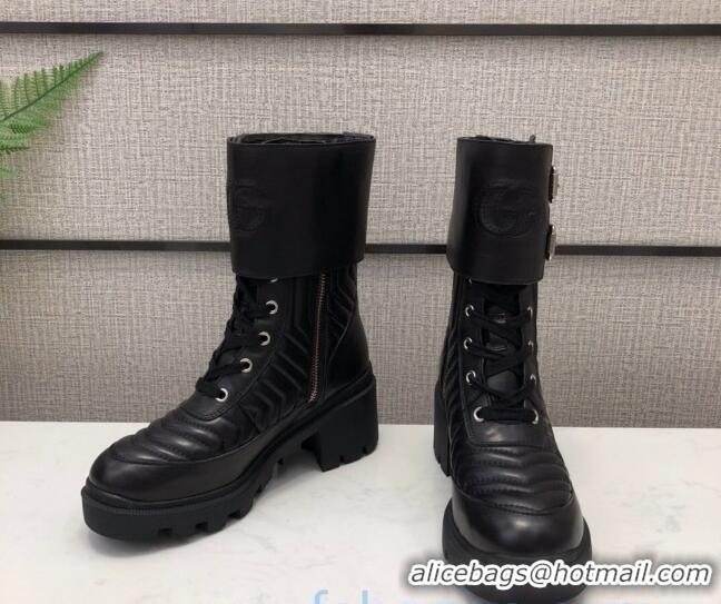 Top Quality Gucci Calfskin Short Boot with Interlocking G 628855 Black