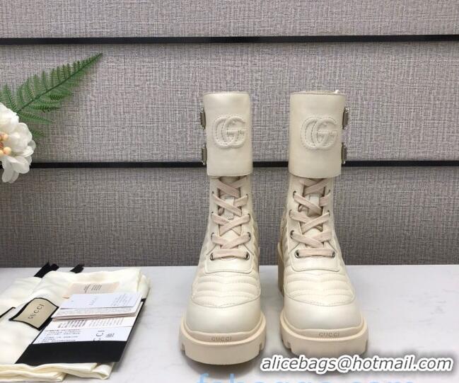 New Fashion Gucci Calfskin Short Boot with Interlocking G 628855 White