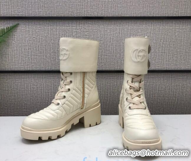 New Fashion Gucci Calfskin Short Boot with Interlocking G 628855 White