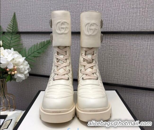 New Fashion Gucci Calfskin Short Boot with Interlocking G 628855 White