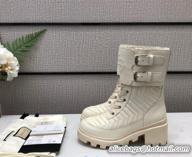 New Fashion Gucci Calfskin Short Boot with Interlocking G 628855 White