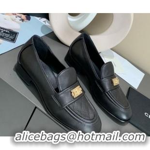 Grade Design Chanel Boy Calfskin Flat Loafers 102106 Black