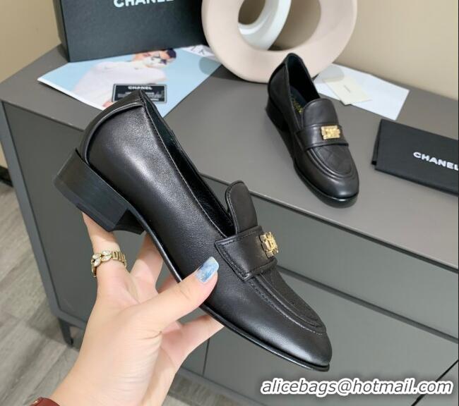 Grade Design Chanel Boy Calfskin Flat Loafers 102106 Black