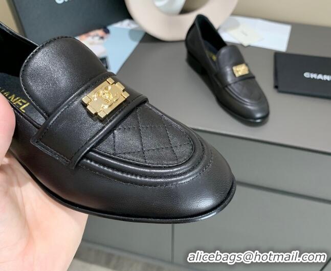 Grade Design Chanel Boy Calfskin Flat Loafers 102106 Black