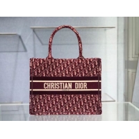 Pretty Style SMALL DIOR BOOK TOTE Burgundy Dior Oblique Embroidered Velvet M1287Z