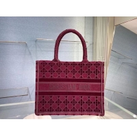 Promotional SMALL DIOR BOOK TOTE Burgundy Cannage Embroidered Velvet M1287Z