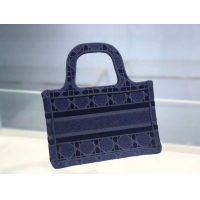 Well Crafted MINI DIOR BOOK TOTE blue Cannage Embroidered Velvet S5475Z