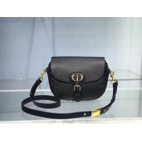 Good Looking MEDIUM DIOR BOBBY BAG Black Grained Calfskin with Whipstitched Seams M9319UB