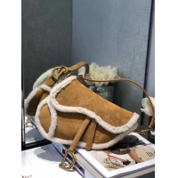 Buy Inexpensive DIOR SADDLE BAG Camel-Colored Shearling M0446C