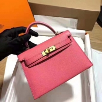 Best Grade Hermes Mini Kelly Original Togo Leather K19CM Watermelon Red&Gold Metal