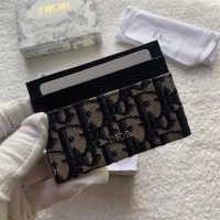 Buy Cheapest Dior 30 MONTAIGNE FLAT CARD HOLDER Blue Dior Oblique Jacquard S2098