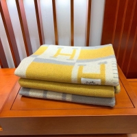 Good Taste Hermes Lambswool & Cashmere Shawl & Blanket 71155 yellow