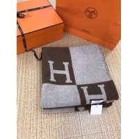 Unique Style Hermes Lambswool & Cashmere Shawl & Blanket 71155 Coffee