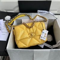 Super Quality Chanel 19 Flap Bag Original Beads Leather AS1160 Yellow