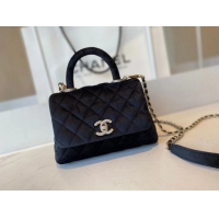 Super Quality Chanel mini flap bag with top handle AS2215 black